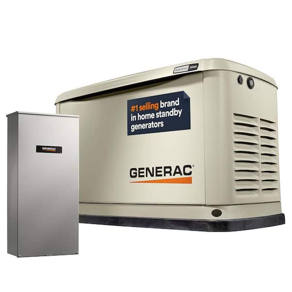 Generac 10,000 Watt - Dual Fuel Air- Cooled Whole House Home Standby Generator, Smart Home Monitoring, 100-AMP Transfer Switch