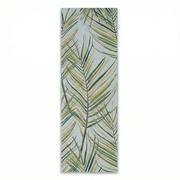 Dolce Bamboo Forest Frost 2 ft. x 8 ft. Transitional Flatwoven Floral Polypropylene Runner Indoor/Outdoor Area Rug