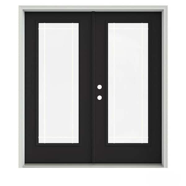 JELD-WEN 72 in. x 80 in. Chestnut Bronze Painted Steel Right-Hand Inswing 9 Lite Glass Stationary/Active Patio Door