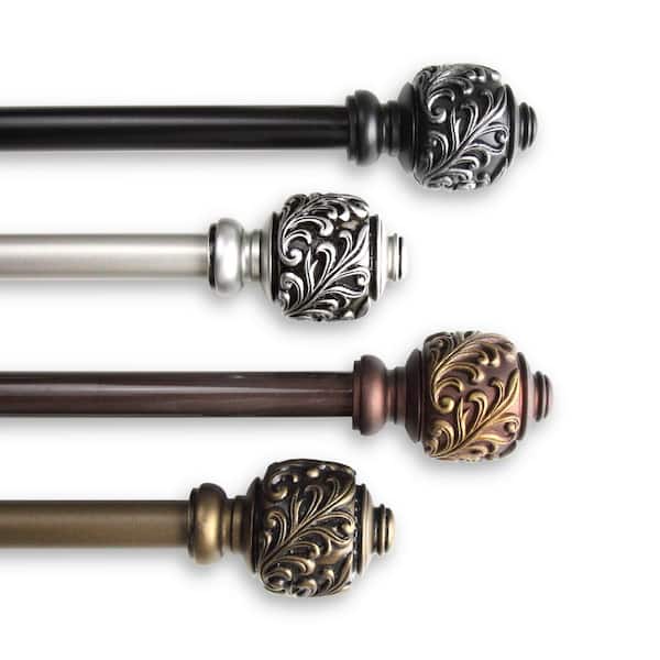 Rod Desyne 5/8" Dia Adjustable 48-84" Tilly Curtain Rod with Tilly Finials in Anituqe Light Gold