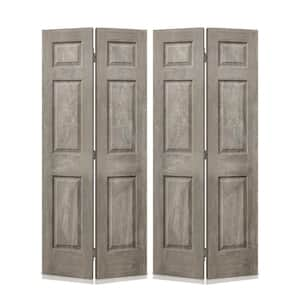 CALHOME 48 In. X 80 In. Vintage Gray Stain 6 Panel MDF Double Hollow ...