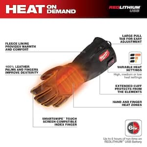 Large Rechargeable Heated Gloves with REDLITHIUM USB Battery and Charger