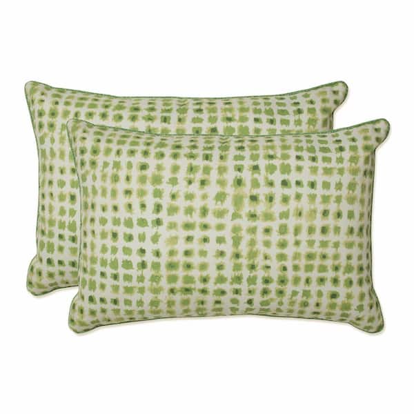 Pillow Perfect Green Rectangular Outdoor Lumbar Throw Pillow 2-Pack