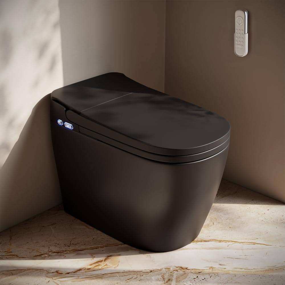 Matte Black High Efficiency One Piece Smart Toilet with Heated Bidet