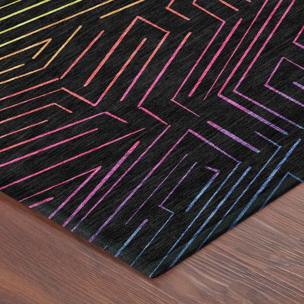 Chantille Machine Washable Indoor/Outdoor Abstract ACN2830 Black 3 ft. x 5 ft. Area Rug