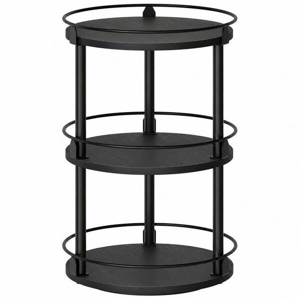 3-Tier Lazy Susan Organizer, Black Rotating Spice Rack, Spinning Organizer, Industrial Turntable Spice Rack