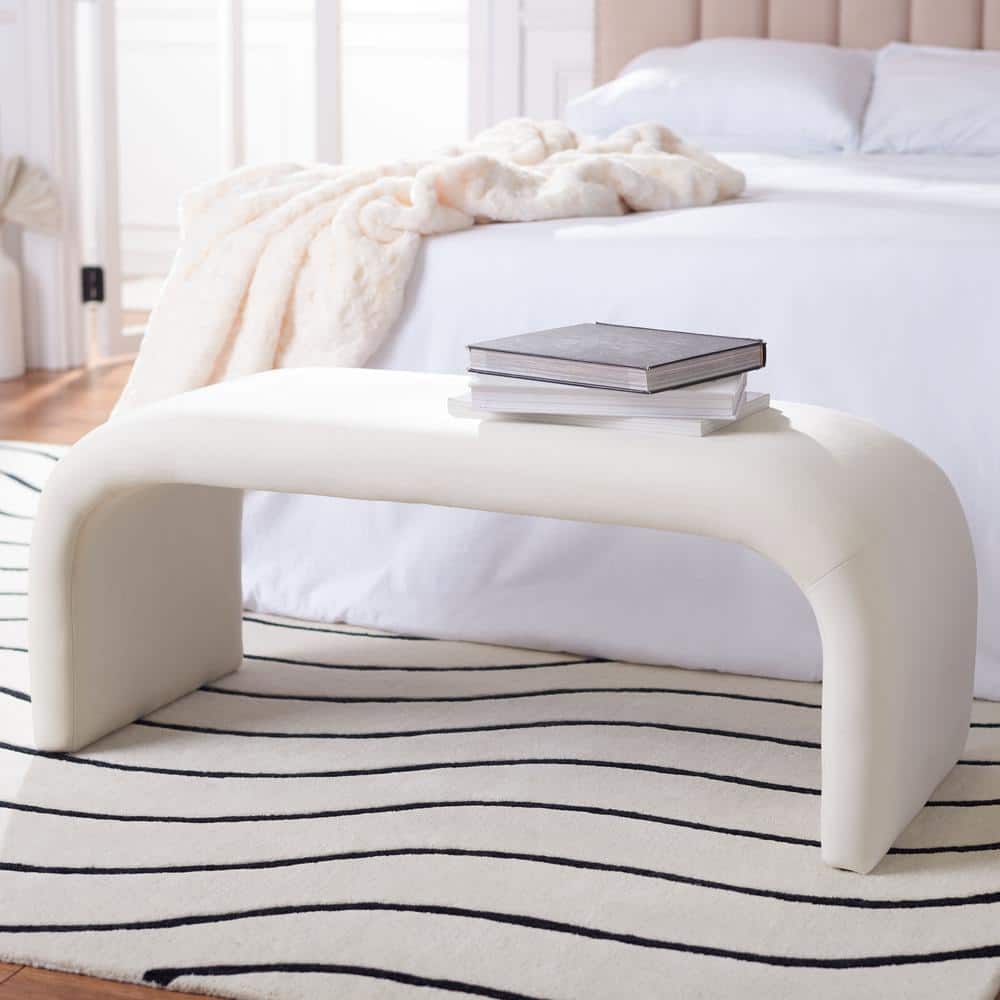 SAFAVIEH Tenko Cream Entryway Bench With Cushion 44.69 in. BCH1300A ...