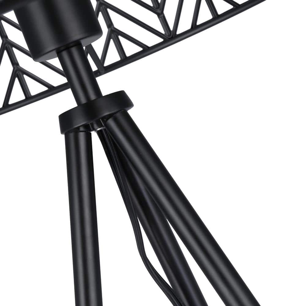 18.5" Black Metal Tripod Table Lamp with Cage Shade