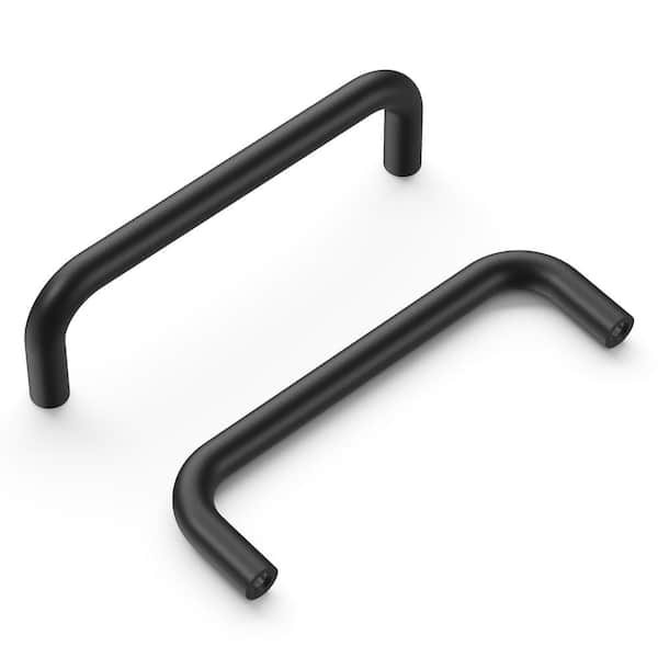 HICKORY HARDWARE Wire Pulls Collection Pull 3-1/2 in. (76 mm) Center to Center Matte Black Finish Modern Steel Bar Pull (10 Pack )
