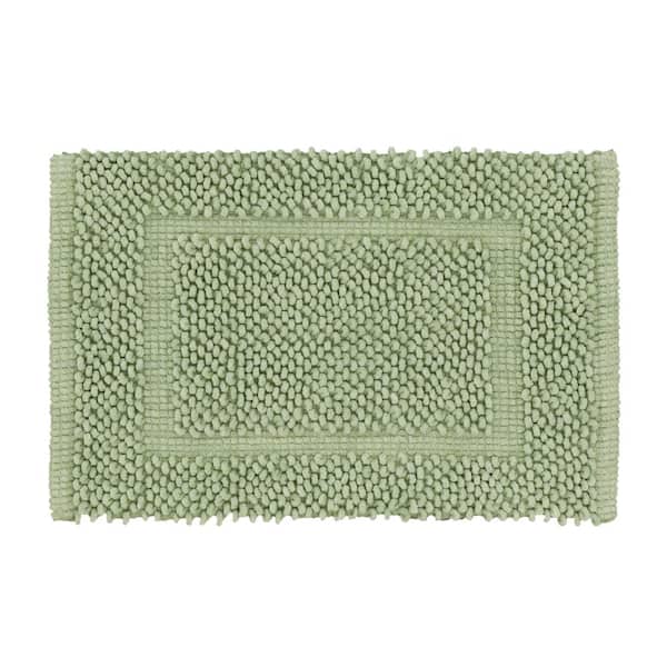 Jean Pierre New York Sophie Border Sage Green 20 in. x 32 in. Cotton Textured Bath Mat