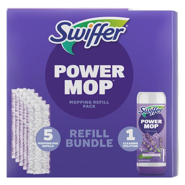 Power Mop Mopping Refill Kit(5-Mopping Pads, 1 Lavender Cleaning Solution)