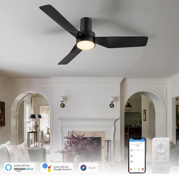 CARRO Barnet 44 in. Integrated LED Indoor Black Smart Ceiling Fan with Light and Remote, Works with Alexa and Google Home