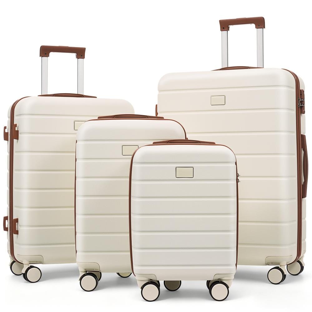 4-Piece Ivory and Brown Hardside Luggage Set with TSA Lock and Adjustable 3-Stage Handle price history on PriceWatchPro