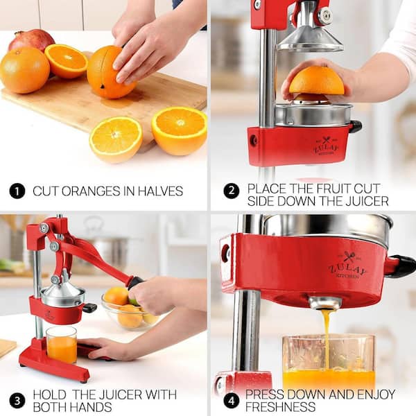 Zulay Kitchen Cast-Iron Orange Juice Squeezer-Large Red Z-CITRS