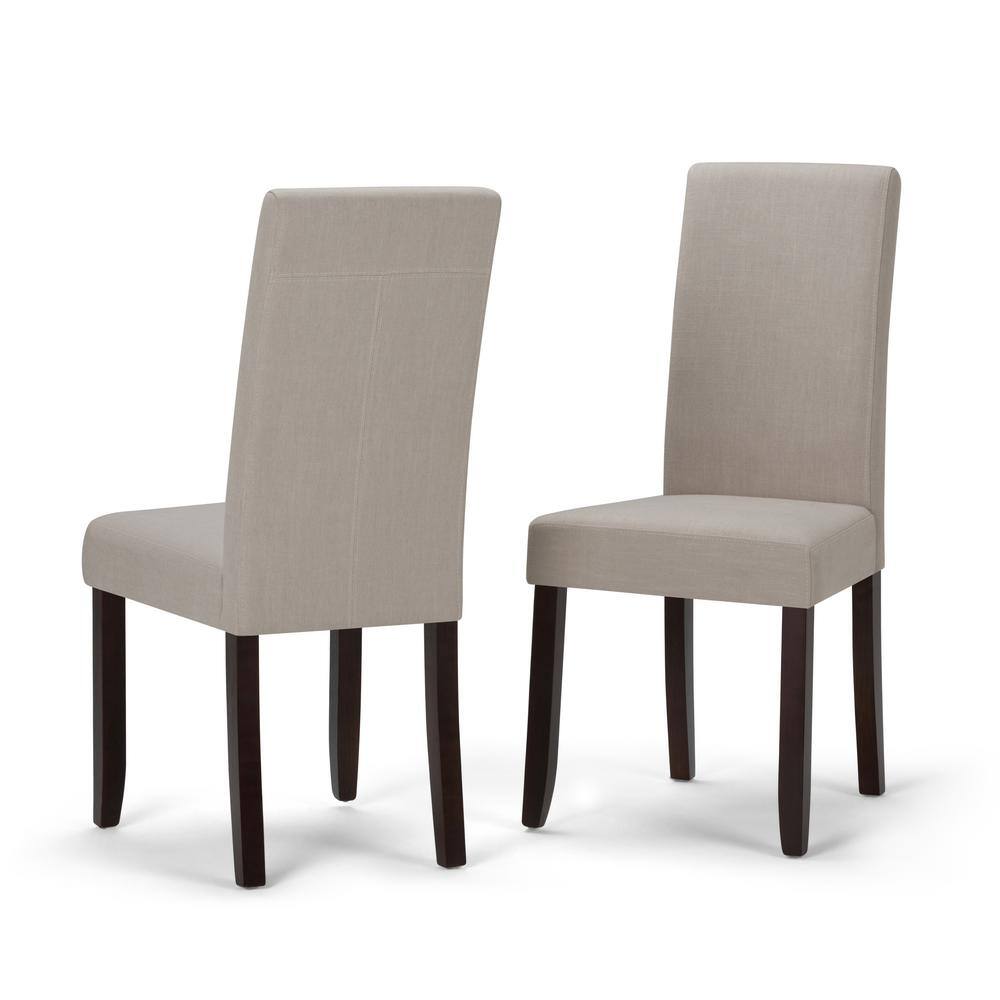 Simpli Home Acadian Transitional Parson Dining Chair in Light Beige