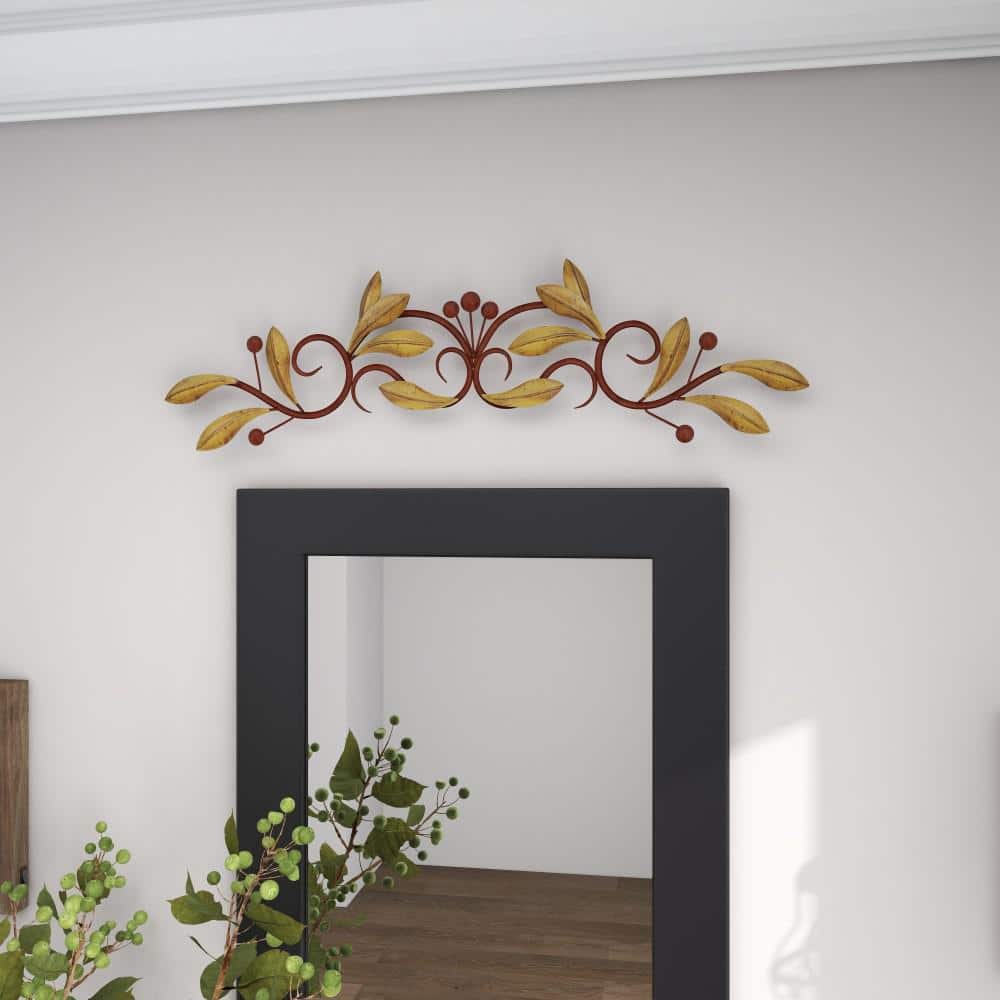 Green and Brown Metal Leaf Wall Mounted Figurine