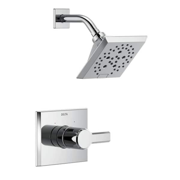 Delta Pivotal 1-Handle Wall-Mount Shower Trim Kit in Lumicoat Chrome with H2Okinetic (Valve Not Included)