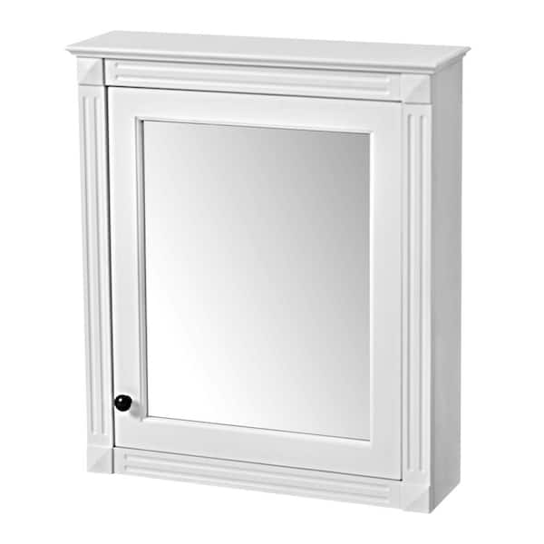 WELLFOR 24 in. W x 28 in. H Wall Mounted Rectangular MDF Medicine Cabinet with Mirror in White, Adjustable Shelves