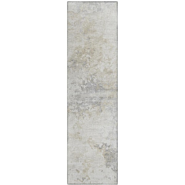 Addison Rugs Accord Ivory 2 ft. 3 in. x 7 ft. 6 in. Abstract Indoor/Outdoor Washable Area Rug