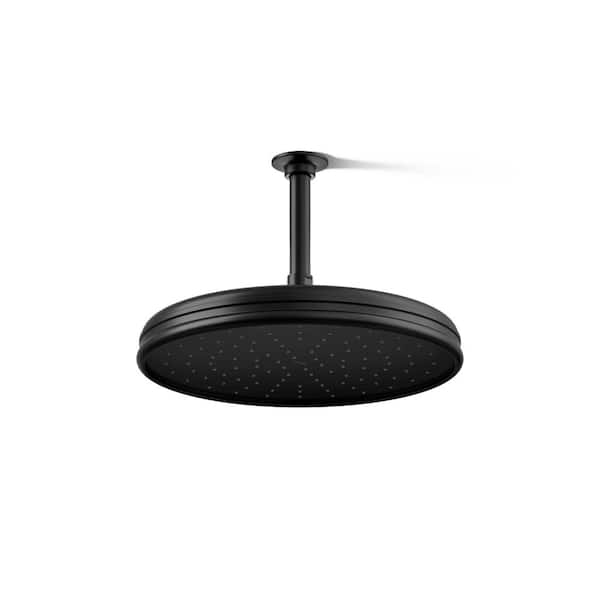 KOHLER 1-Spray Patterns 2.5 GPM 12 in. Ceiling Mount Fixed Shower Head Rainhead in Matte Black