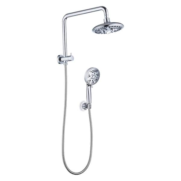 YONKI SUNSHIN INC Single Handle 6-Spray Patterns Round Shower Faucet Set 2.2 GPM with High Pressure Hand Shower in Chrome(Valve Included)