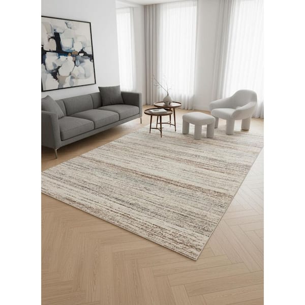 5 ft. x 8 ft. White And Orange Abstract Area Rug