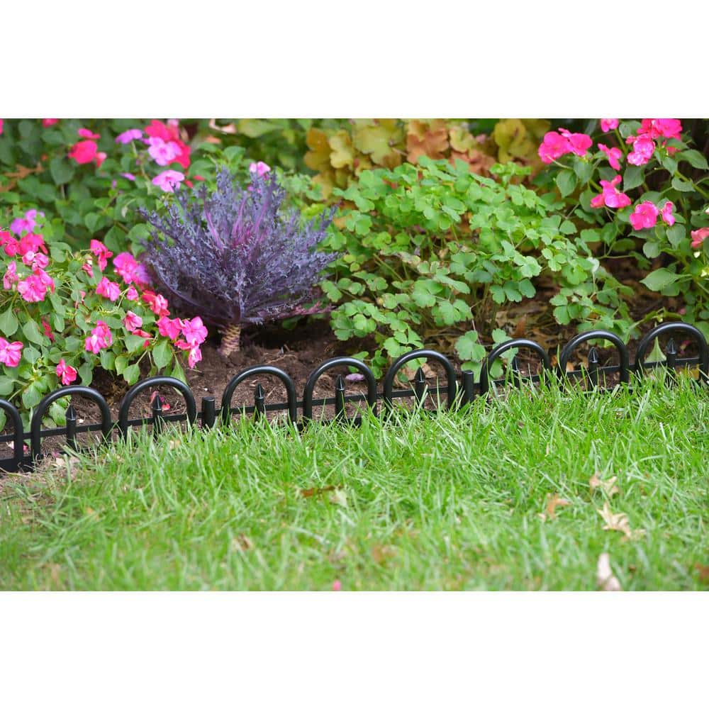 15-Foot Black Plastic Wrought Iron-Look No-Dig Landscape Edging Kit