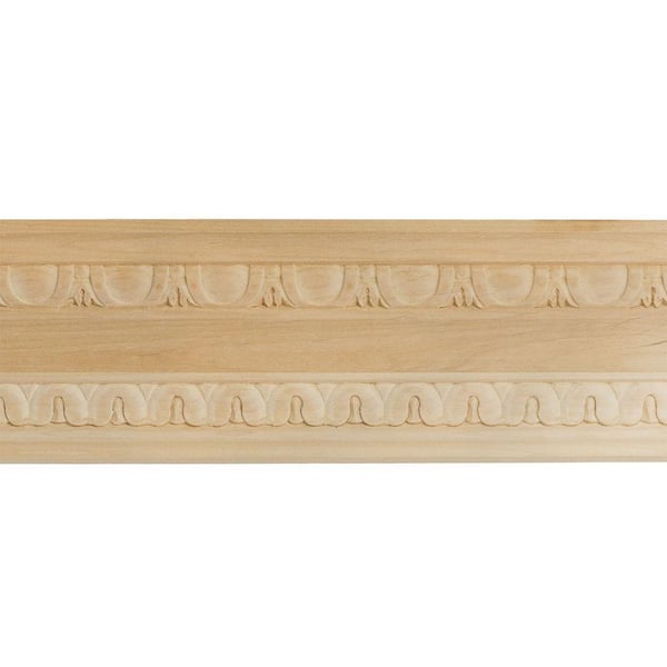 2-7/8 in. x 94-1/2 in. x 4 in. Unfinished Wood Maple Bedford Carved Crown Moulding