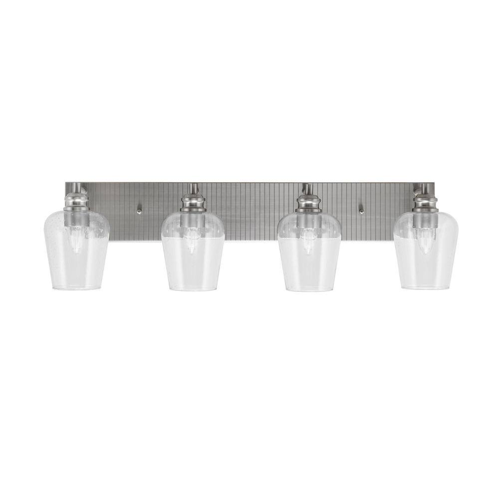 Albany 32 in. 4-Light Brushed Nickel Vanity Light with Clear Bubble Glass S