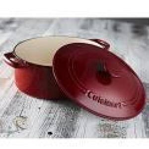 Chef's Classic 5.5 qt. Oval Cast Iron Dutch Oven in Cardinal Red with Lid