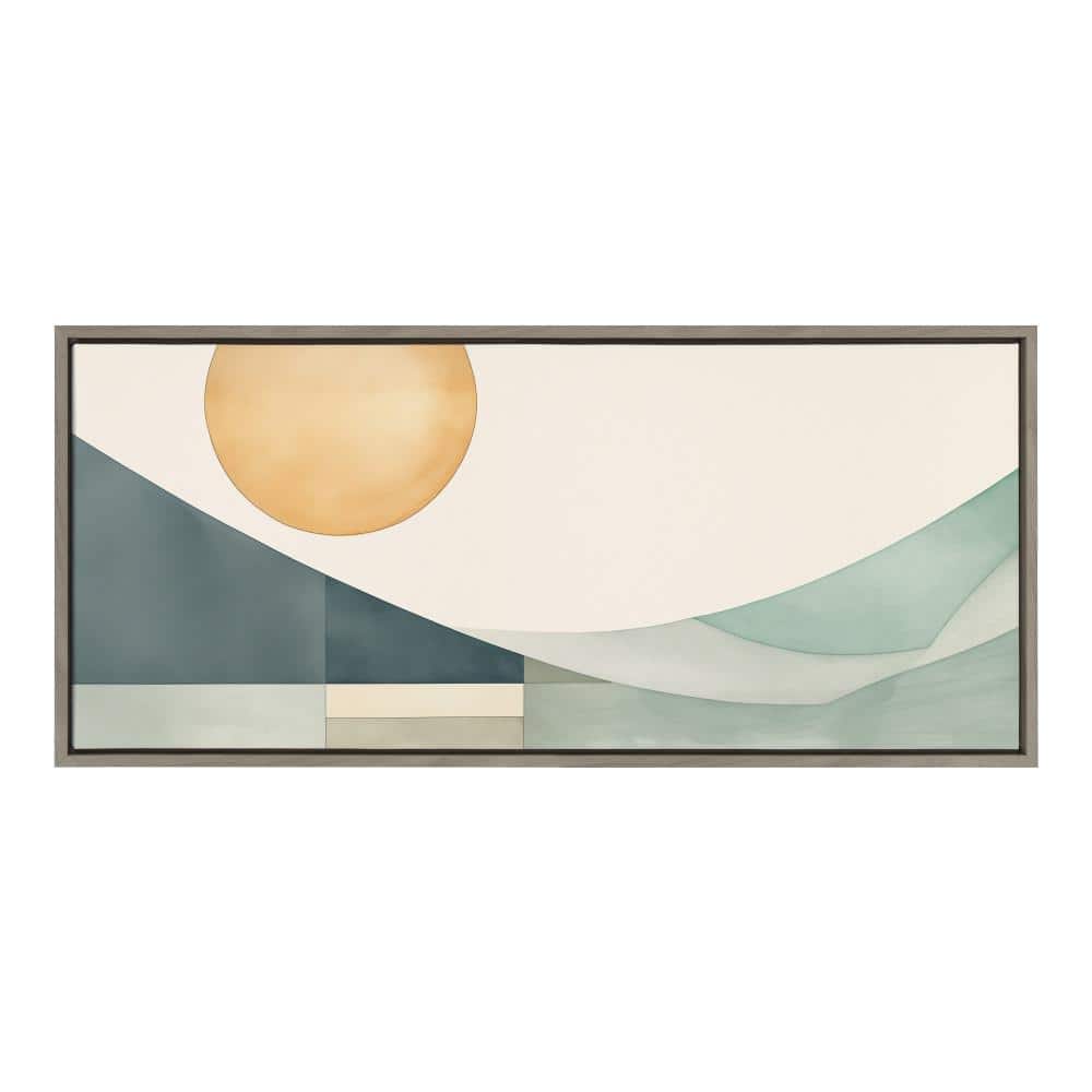 Gray and Beige Abstract Coastal Landscape Canvas Print, 18 x 40