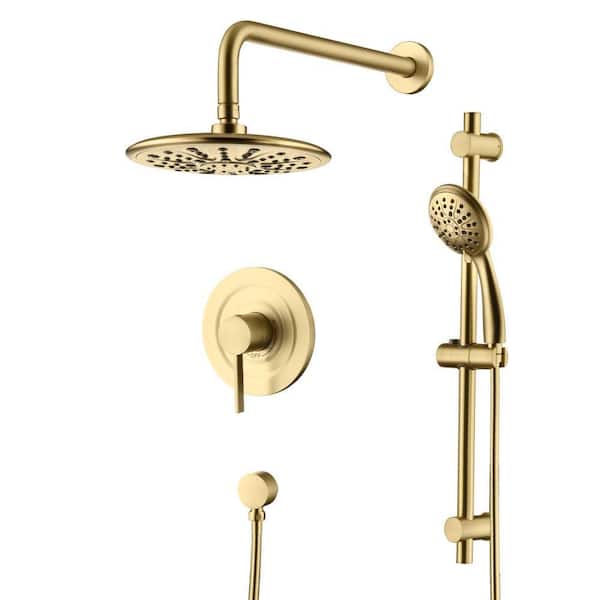 Flexible Height Single Handle 1-Spray Shower Faucet 1.8 GPM with Ceramic Disc Valves in Brushed Gold (Valve Included)