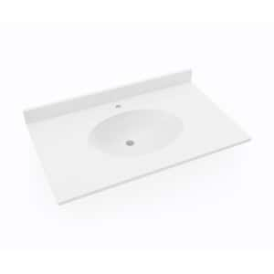 Chesapeake 37 in. W x 22.5 in. D Solid Surface Round Single Sink Vanity Top in White