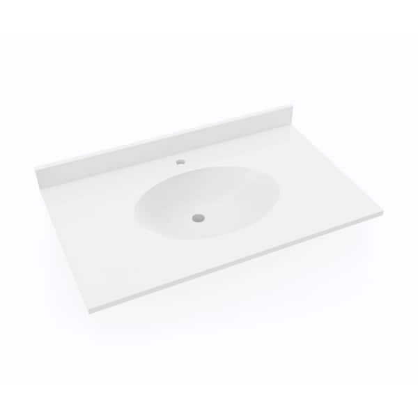 Swan Chesapeake 37 in. W x 22.5 in. D Solid Surface Round Single Sink Vanity Top in White