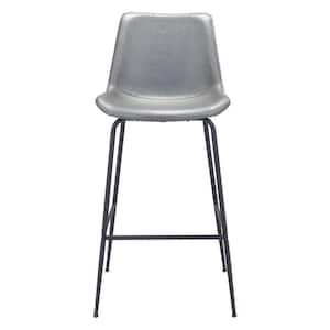 30.7 in. Gray Low Back Metal Bar Chair with Upholstery Seat