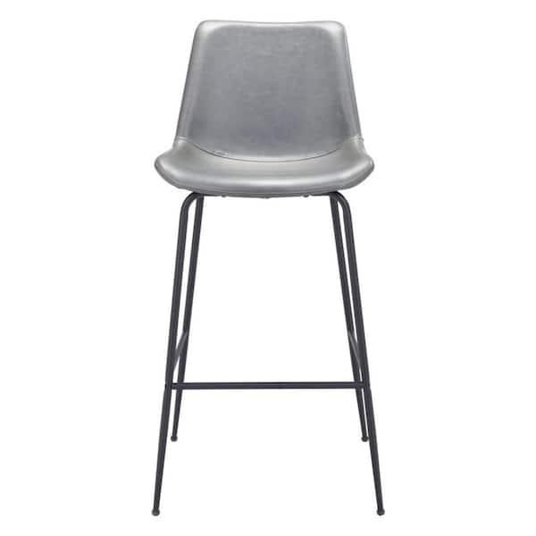 HomeRoots 30.7 in. Gray Low Back Metal Bar Chair with Upholstery Seat