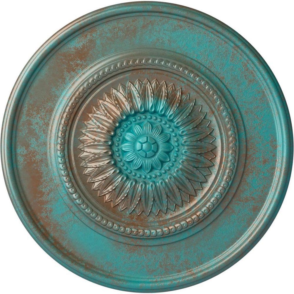 2-1/2 in. x 41-1/8 in. x 41-1/8 in. Polyurethane Large Floral Ceiling Medallion, Copper Green Patina price history on PriceWatchPro