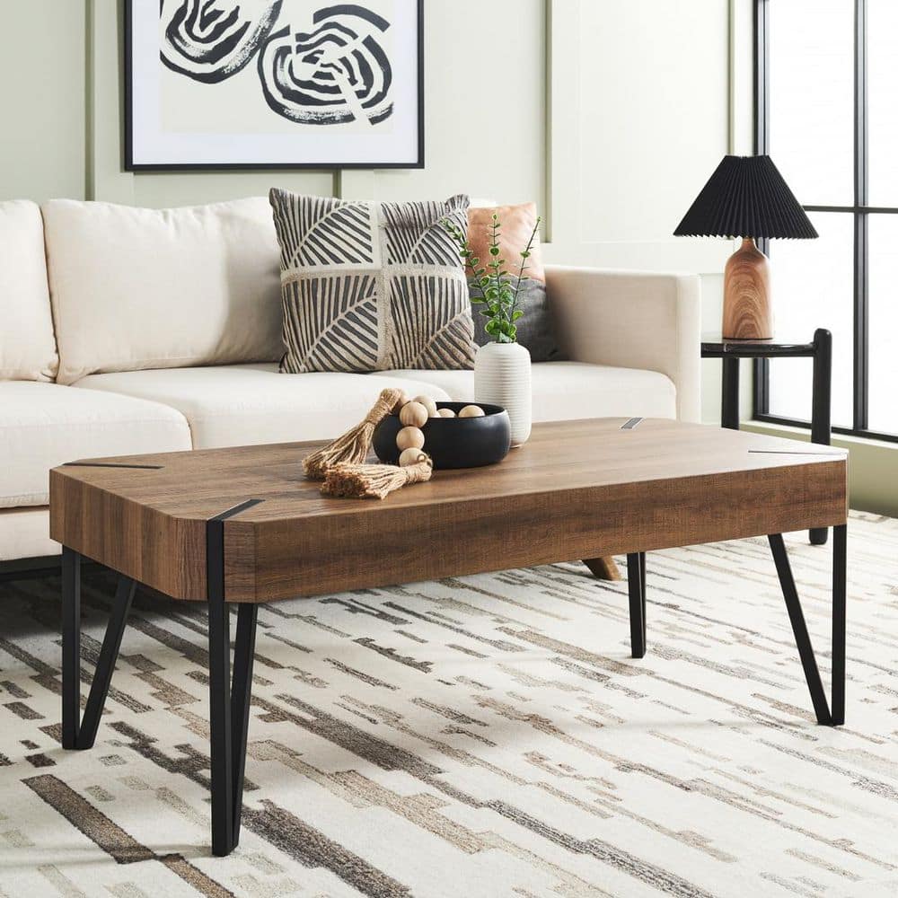 Liann 43.3 in. Brown/Black Rectangle Wood Coffee Table price history on PriceWatchPro