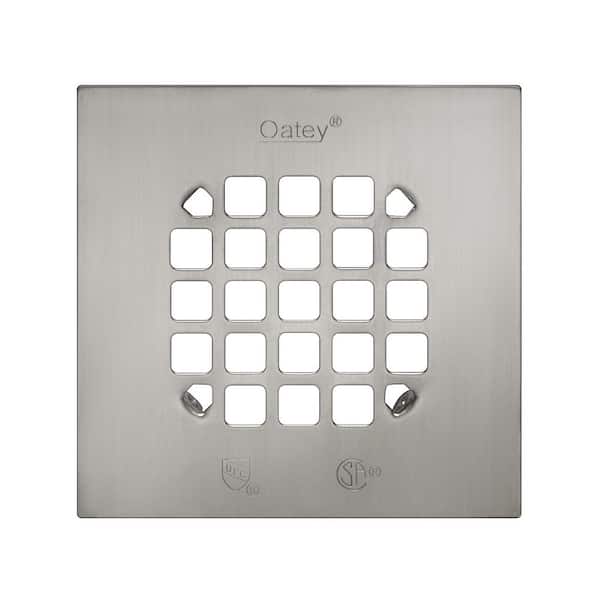 Oatey 4-1/4 in. Square Universal Snap-In Shower Strainer in Brushed Nickel
