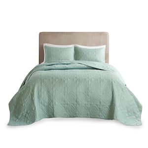 Hayley 3-Piece Seafoam Polyester Full/Queen Reversible Quilt Set