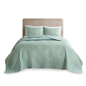 Hayley 3-Piece Seafoam Polyester King/Cal King Reversible Quilt Set