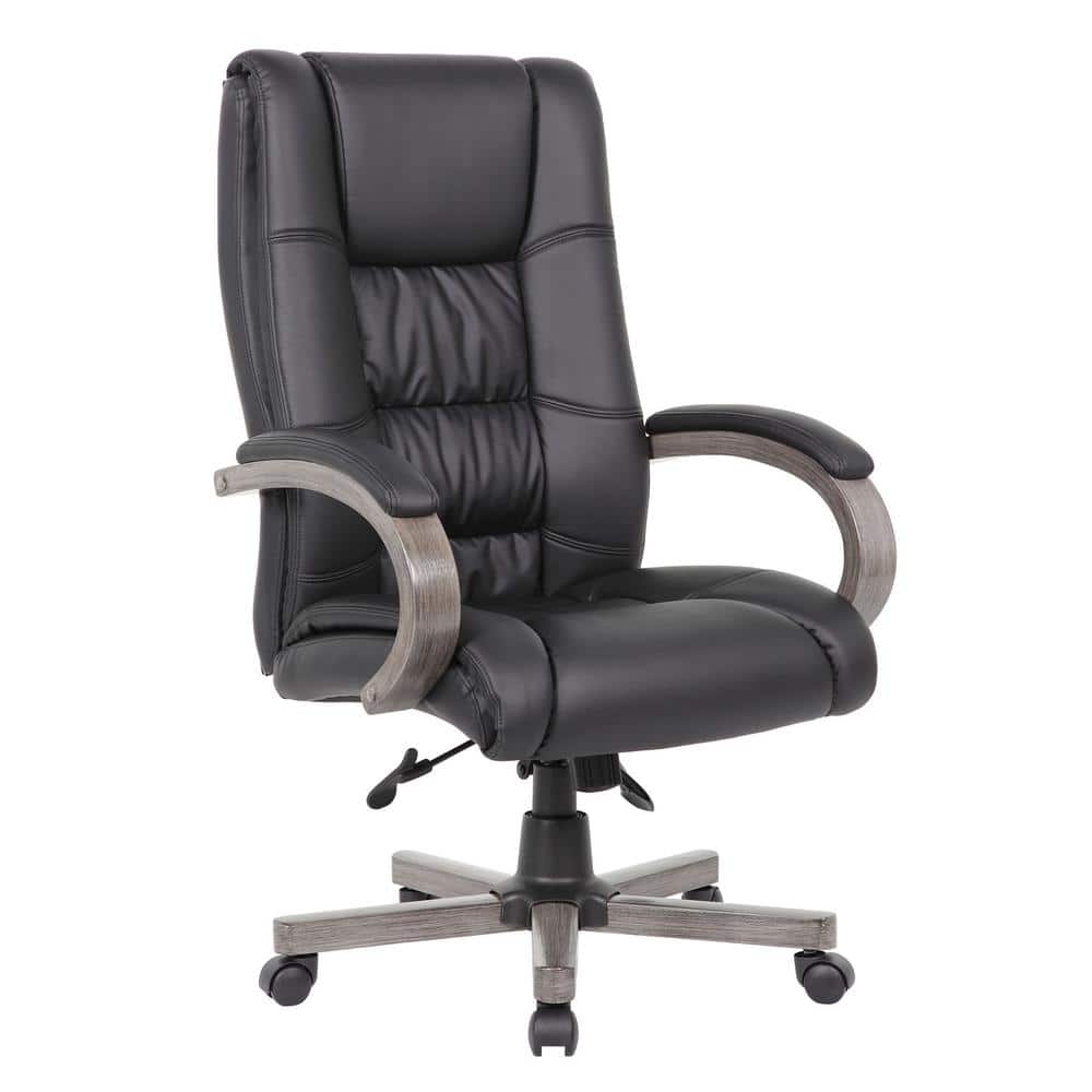BOSS Caresoft Vinyl, Seat Adjustable Height Ergonomic Executive Chair in Bl
