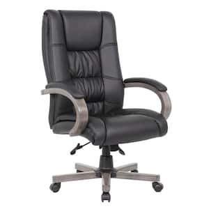 BOSS Caresoft Vinyl, Seat Adjustable Height Ergonomic Executive Chair in Black/Gray Finish with Arms