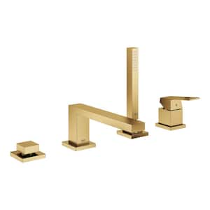 Eurocube Single-Handle Deck Mount Roman Tub Faucet with Hand Shower in Brushed Cool Sunrise