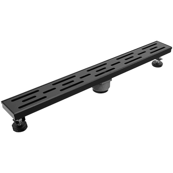 24 in. Stainless Steel Linear Shower Drain with Removable Pattern Grate in Matte Black