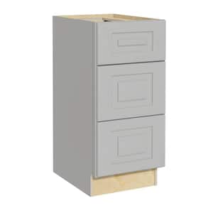 Grayson Pearl Gray Painted Plywood Shaker Assembled Drawer Base Kitchen Cabinet Soft Close 15 in W x 21 in D x 34.5 in H
