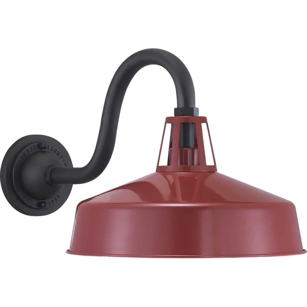 Cedar Springs Red Aluminum Outdoor Wall Lantern with White Shade