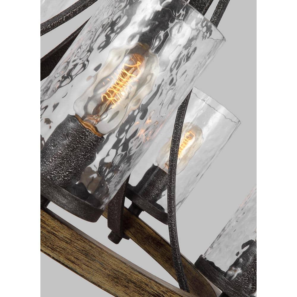Angelo Distressed Oak & Slate Grey 5-Light Chandelier