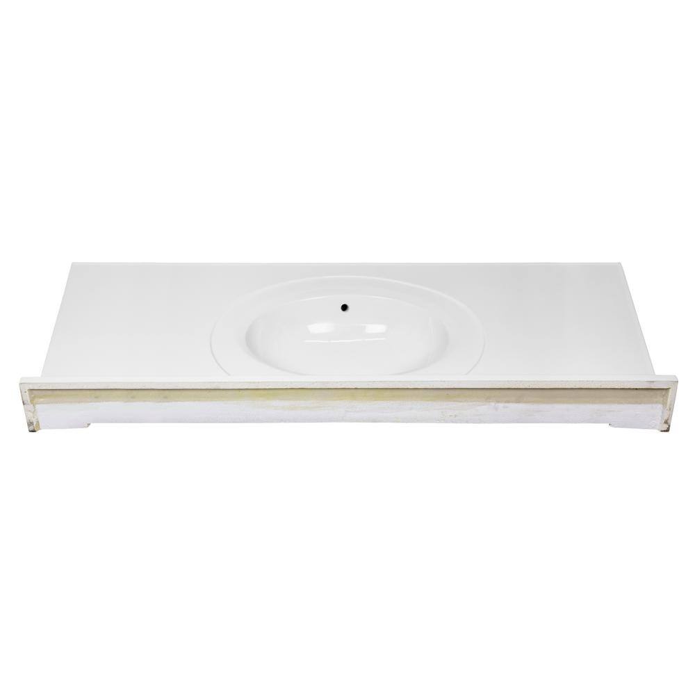 Solid White Cultured Marble 49-Inch Vanity Top with Integrated Backsplash