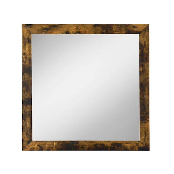 Acme Furniture 35 in. H x 1 in. W Modern Square Wood Rustic Oak Frame Dresser Mirror